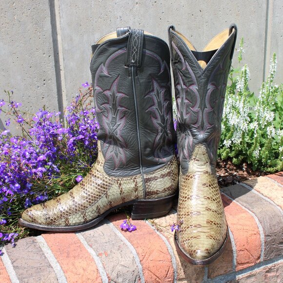 Tony Lama Tiger Snake Cowboy Boots | Size 10.5 D | Black Label - Picture 9 of 11